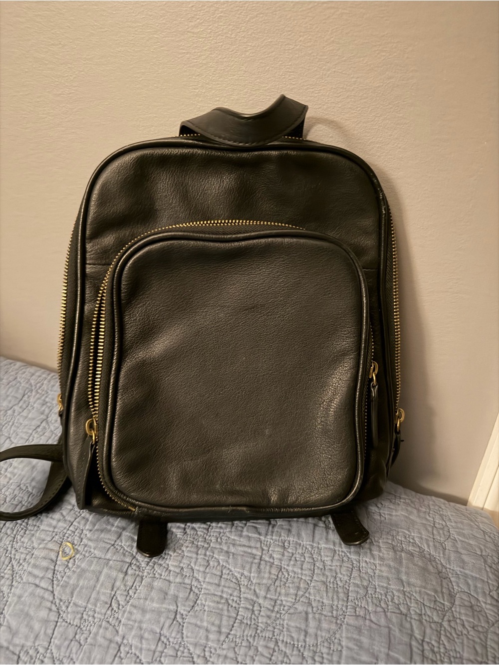 Black Leather Backpack - Sleek Everyday Bag